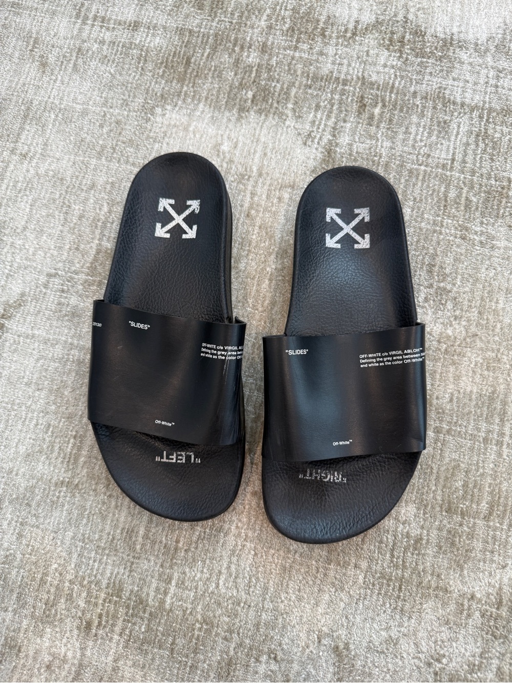 Off-White black corporate rubber slides